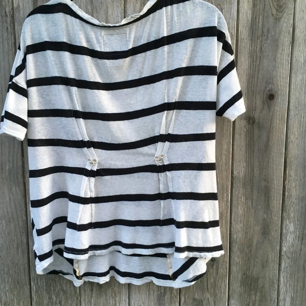 Anthropologie Postmark Linen Blend Pocket Tee Medium - Picture 5 of 6